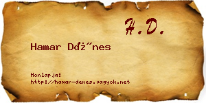 Hamar Dénes névjegykártya